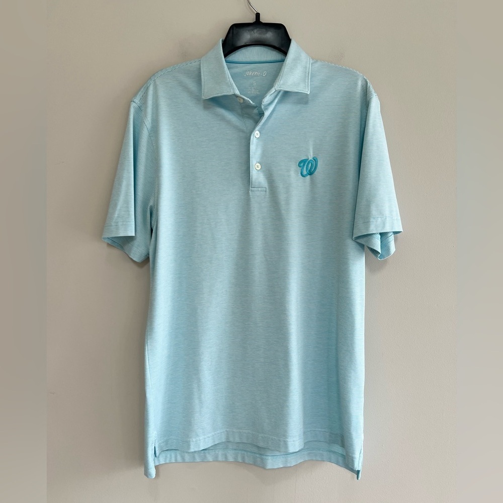 Johnnie-O Washington Nationals ‘W’ Lyndonn Striped Performance Polo, Blue, S